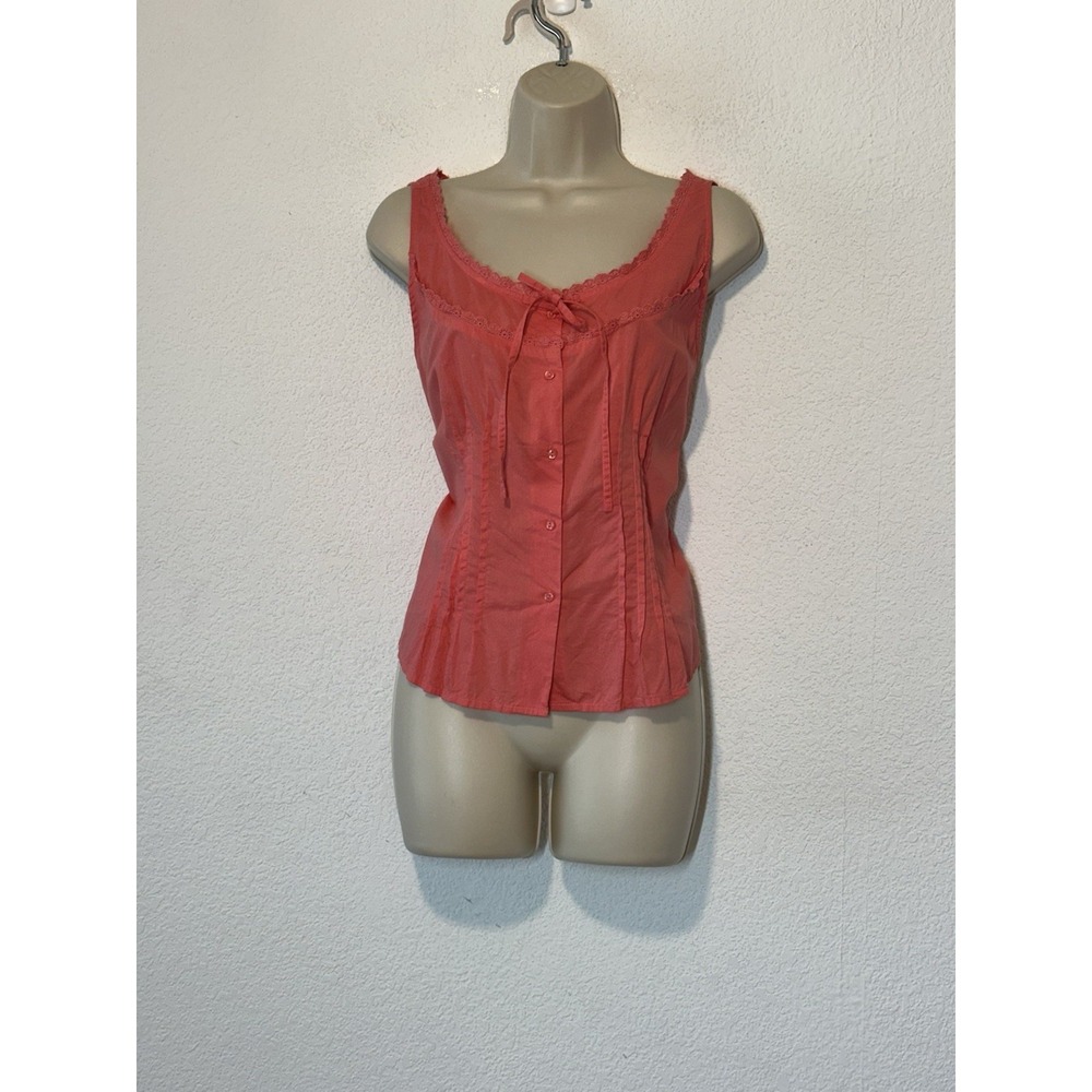 I.e. Peach EmbroideredTank Top Womens Size 12 Cottagecore Romantic Boho Feminine